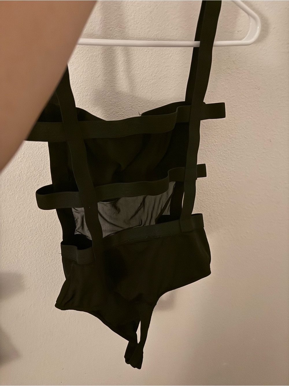 Black One-Piece Bodysuit With Strap Detail